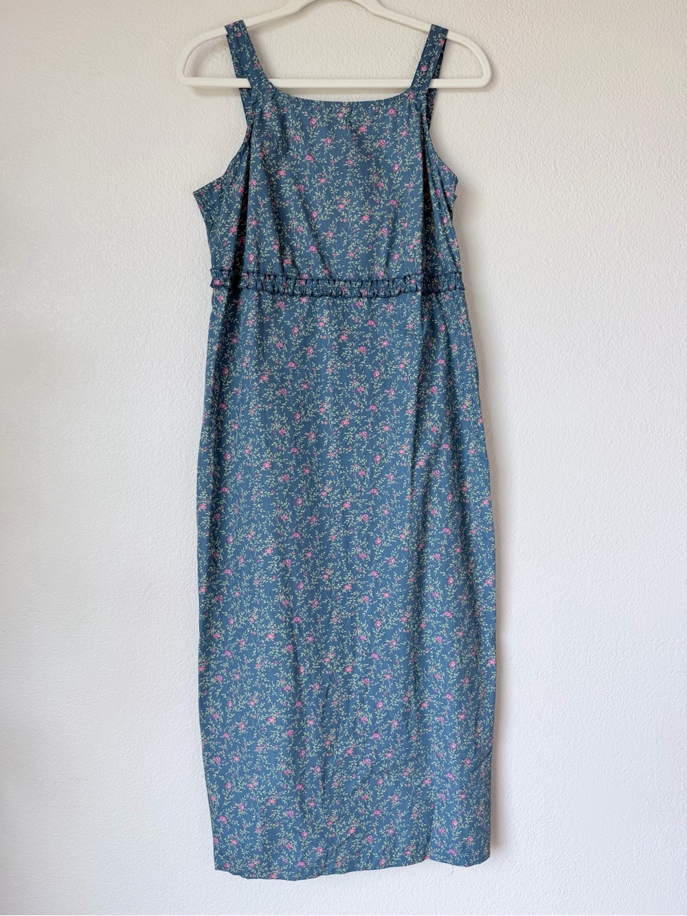 Vintage Cherokee Spring Collection Blue Floral Cottagecore Maxi Dress Medium